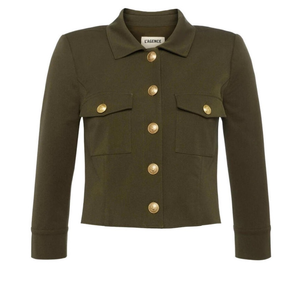 L'AGENCE KUMI Khaki Utility Jacket with Gold Buttons